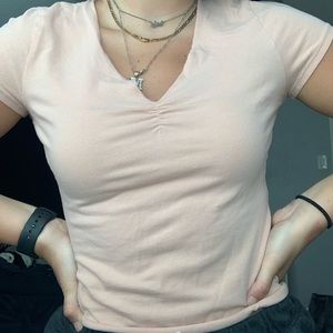 Light pink fitted basic top